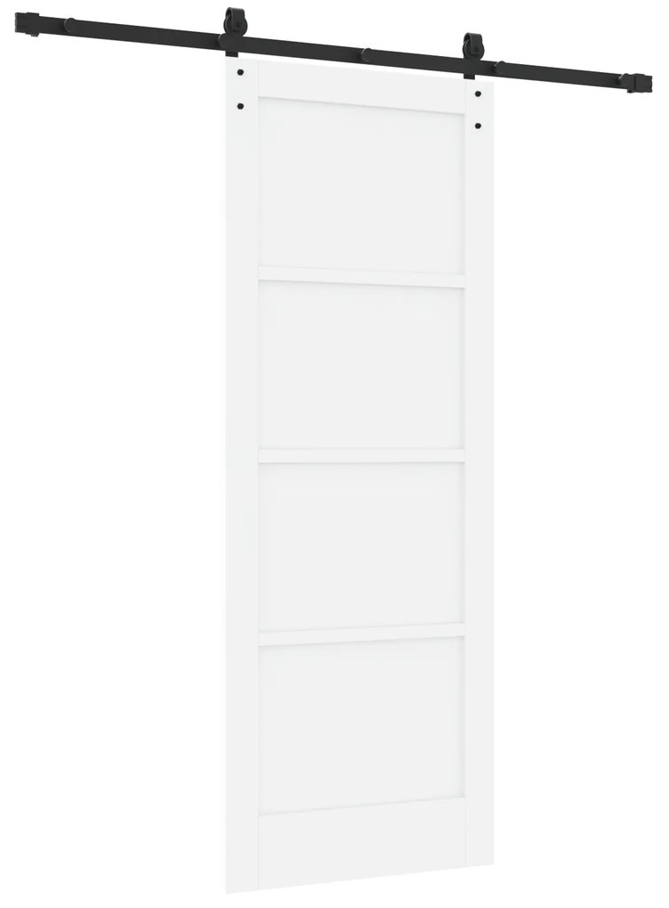 vidaXL Συρόμενη Πόρτα με Σετ Υλικών Λευκή 78x202 cm Συμπαγές Ξύλο Πεύκου