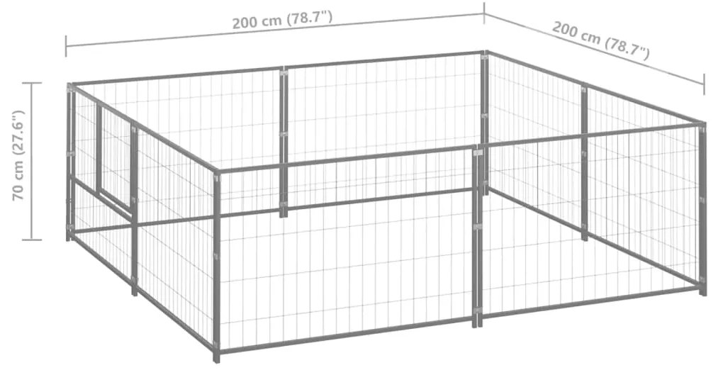 vidaXL Σπιτάκι Σκύλου Ασημί 4 μ² Ατσάλινο