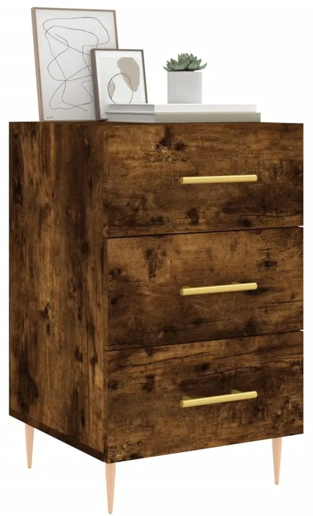 vidaXL Κομοδίνο Καπνιστή Δρυς 40 x 40 x 66 εκ. από Επεξεργασμένο Ξύλο