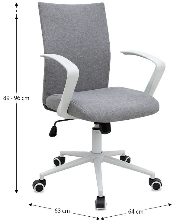 Καρέκλα γραφείου Berlin Megapap υφασμάτινη χρώμα γκρι - λευκό 64x63x89/96εκ.