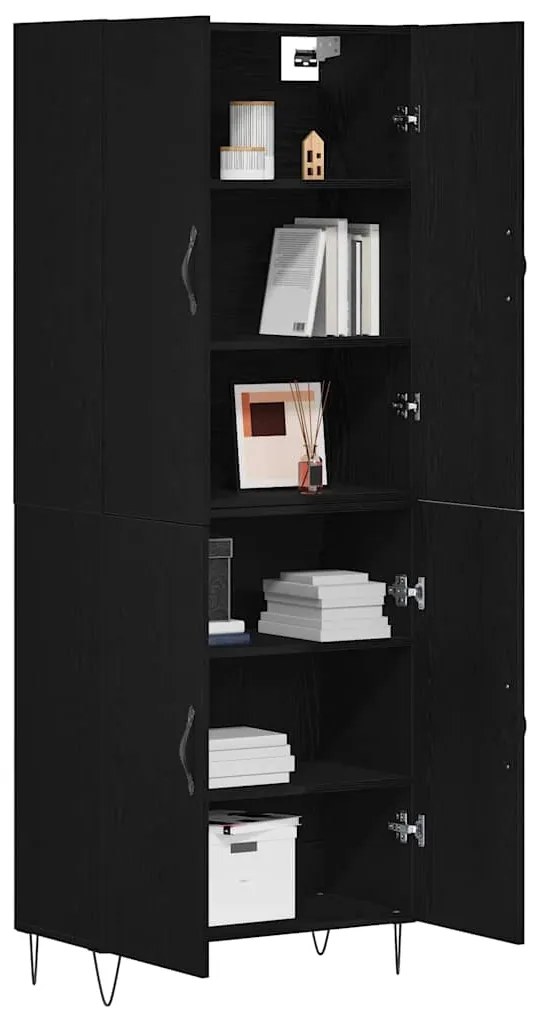 vidaXL Highboard 2 pcs Μαύρη Οξυά Μηχανική ξυλεία και γυαλί