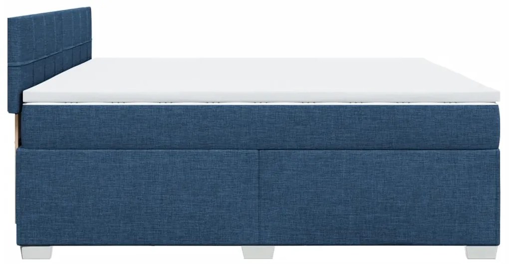 Κρεβάτι Boxspring με Στρώμα Μπλε 200x200 εκ. Υφασμάτινο - Μπλε