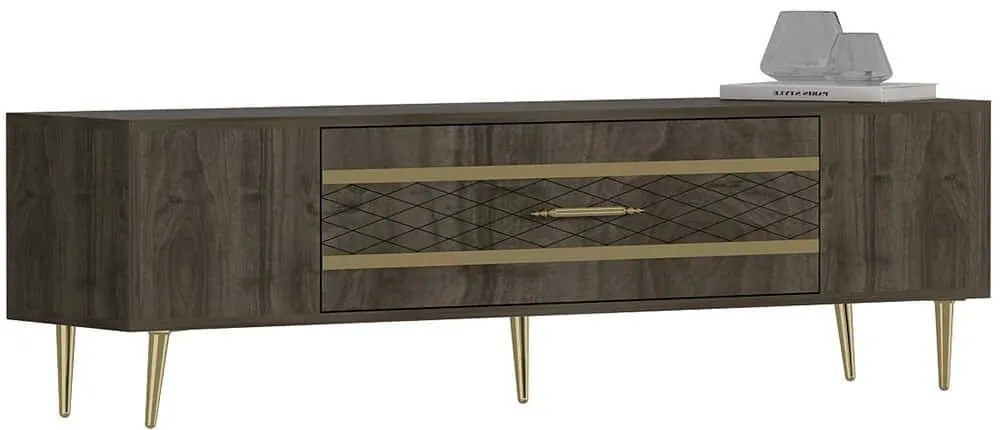 Έπιπλο Τηλεόρασης Dekolp 475OLV2999 150x35x48,2cm Walnut-Gold