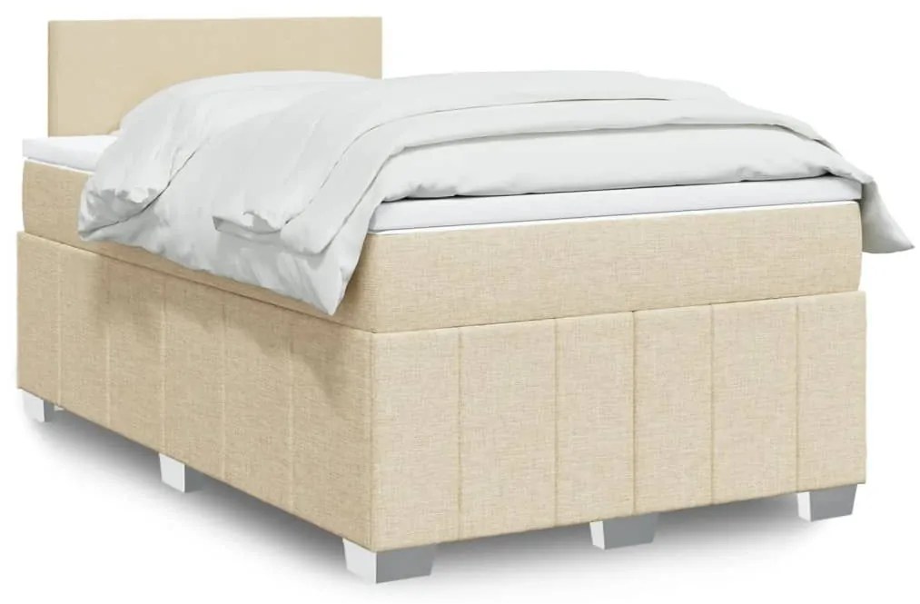 ΚΡΕΒΑΤΙ BOXSPRING ΜΕ ΣΤΡΩΜΑ ΚΡΕΜ 120X200 ΕΚ. ΥΦΑΣΜΑΤΙΝΟ 3289333