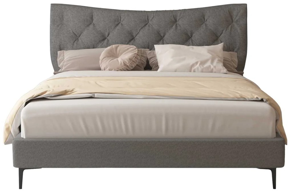 ΚΡΕΒΑΤΙ ΔΙΠΛΟ JILL HM737.01 ΥΦΑΣΜΑ ΣΕ ΓΚΡΙ--ΓΙΑ ΣΤΡΩΜΑ 160x200εκ.