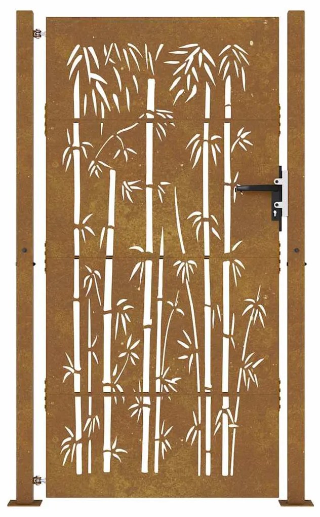 vidaXL Πόρτα Κήπου από Μπαμπού με Σχέδιο Ατσάλι Corten 100 x 200 εκ.