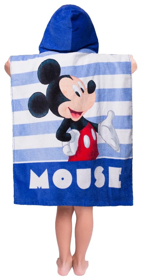 Παιδικό Πόντσο Βαμβακερό Βελούδινο Mickey 320gsm - 50 x 115 cm - Μπλε - Borea