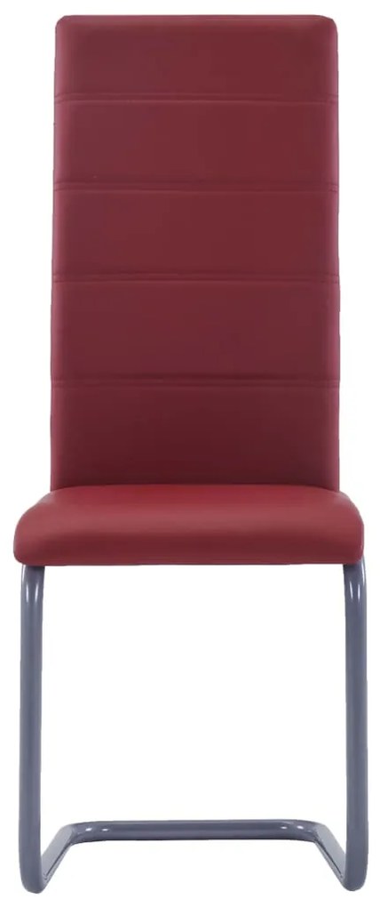 vidaXL Καρέκλες Τραπεζαρίας «Πρόβολος» 4 τεμ. Κόκκινες Συνθετικό Δέρμα