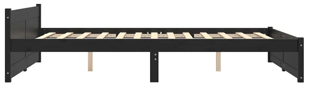 vidaXL Πλαίσιο Κρεβατιού Μαύρο 135x190 εκ. από Μασίφ Ξύλο Double