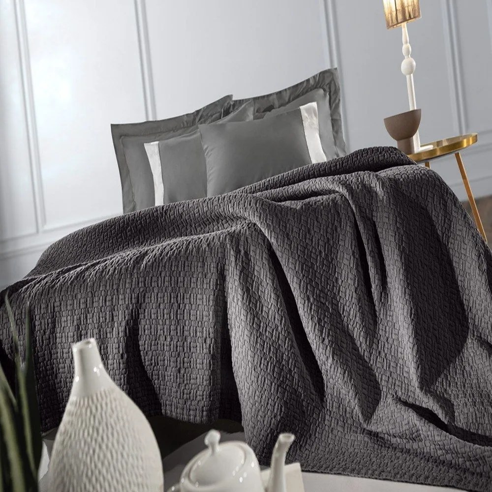 Κουβέρτα Nikki Anthracite Guy Laroche Υπέρδιπλo 240x260cm 100% Βαμβάκι