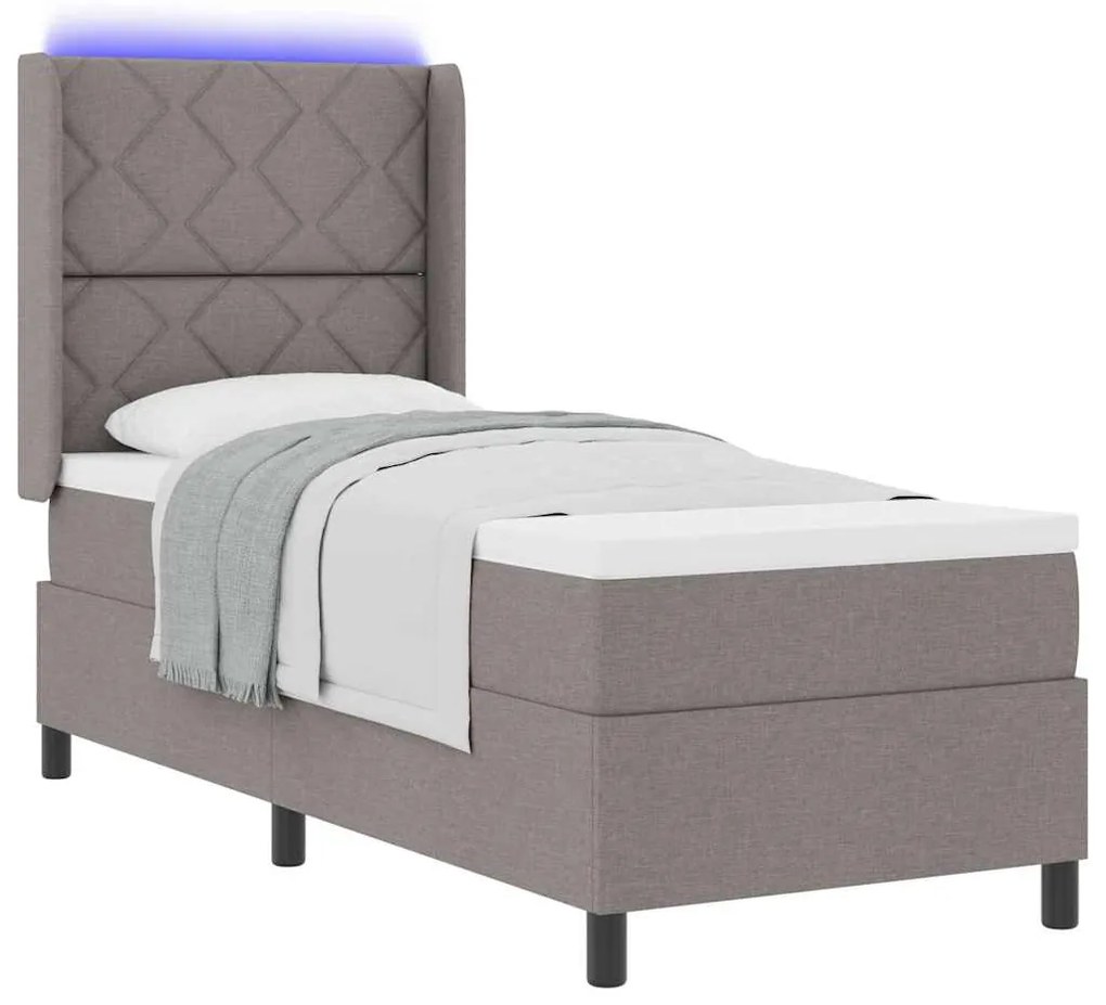 vidaXL Κρεβάτι με ελατήρια με στρώμα Taupe 80 x 200 cm ύφασμα