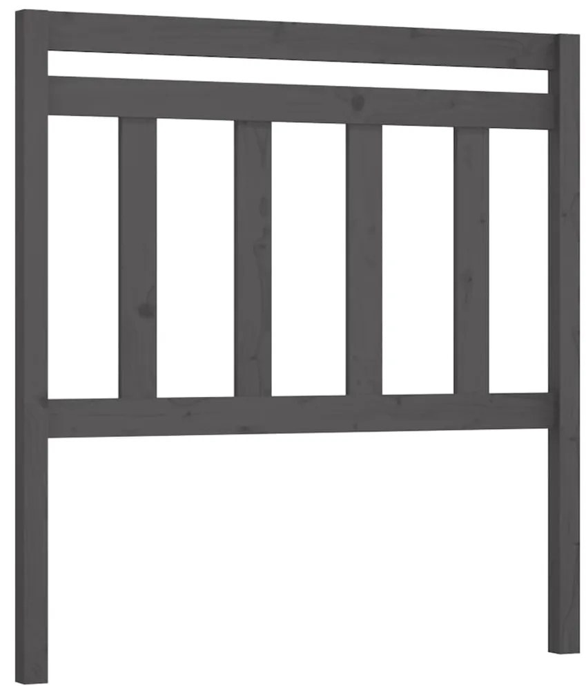 vidaXL Κεφαλάρι Κρεβατιού Γκρι 81 x 4 x 100 εκ. από Μασίφ Ξύλο Πεύκου