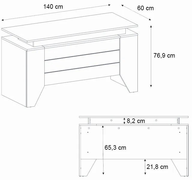 Γραφείο εργασίας Remida Megapap χρώμα sepet oak - ανθρακί 140x60x76,9εκ.