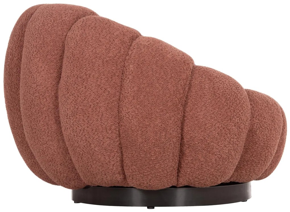 Πολυθρόνα GRYMM C9601.02 Περιστρεφόμενη με Ροζ Μπουκλέ Ύφασμα &amp; Μαύρη Μεταλλική Βάση 90x93x65Υεκ. 90x93x65 εκ.
