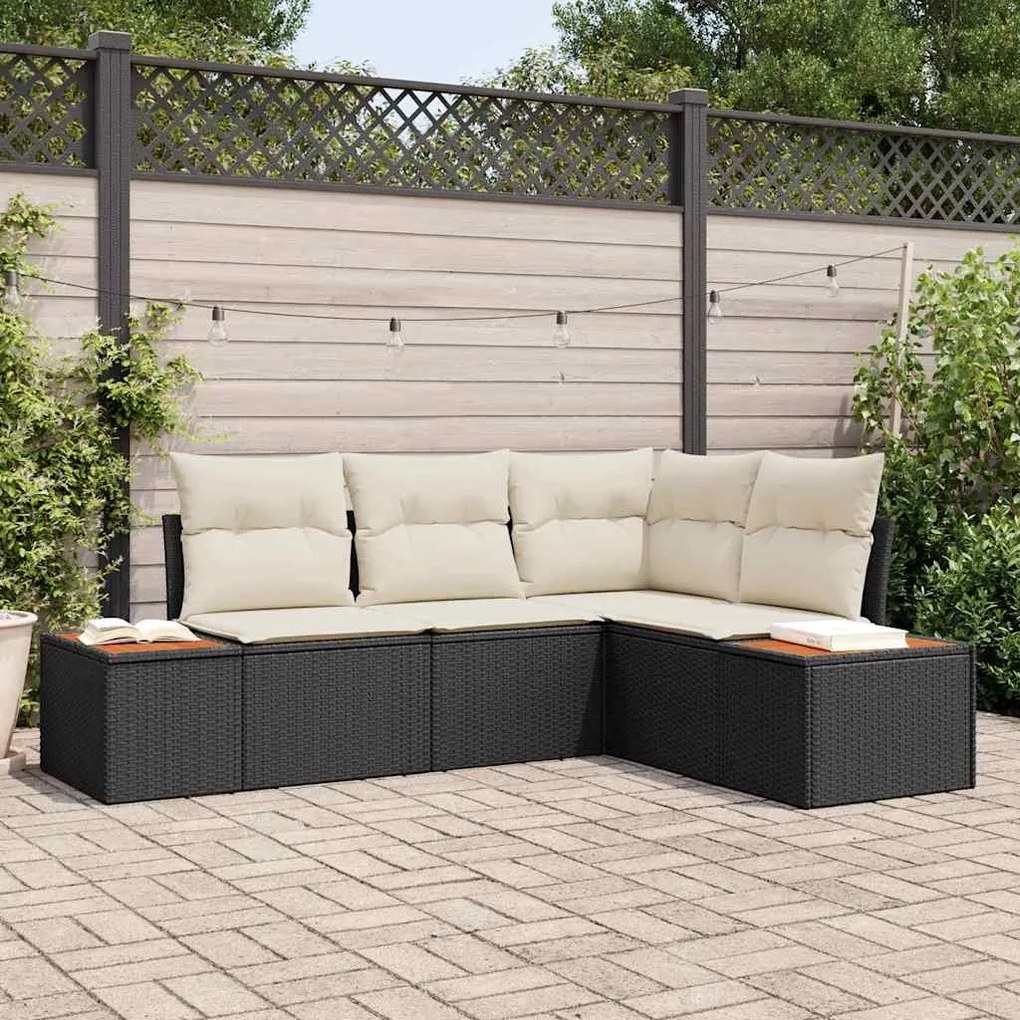 vidaXL Σετ Καναπέ Κήπου 4 pcs Μαύρο και κρεμ 209 x 154 x 85 εκ