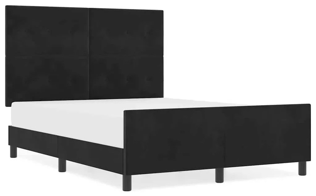 vidaXL Σκελετός Κρεβατιού με κεφαλάρι Μαύρο 140 x 190 cm Βελούδο