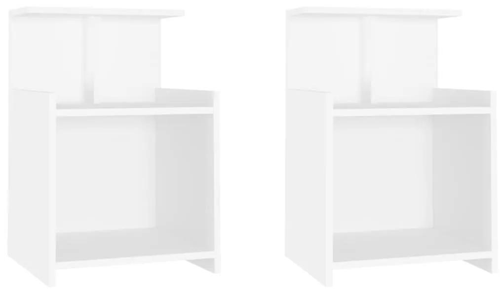 Κομοδίνα 2 Τεμαχίων Λευκά 40 x 35 x 60 εκ. από Μοριοσανίδα - Λευκό