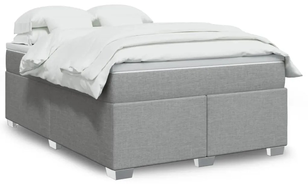 vidaXL Κρεβάτι Boxspring με Στρώμα Ανοιχτό Γκρι 140x200 εκ. Υφασμάτινο