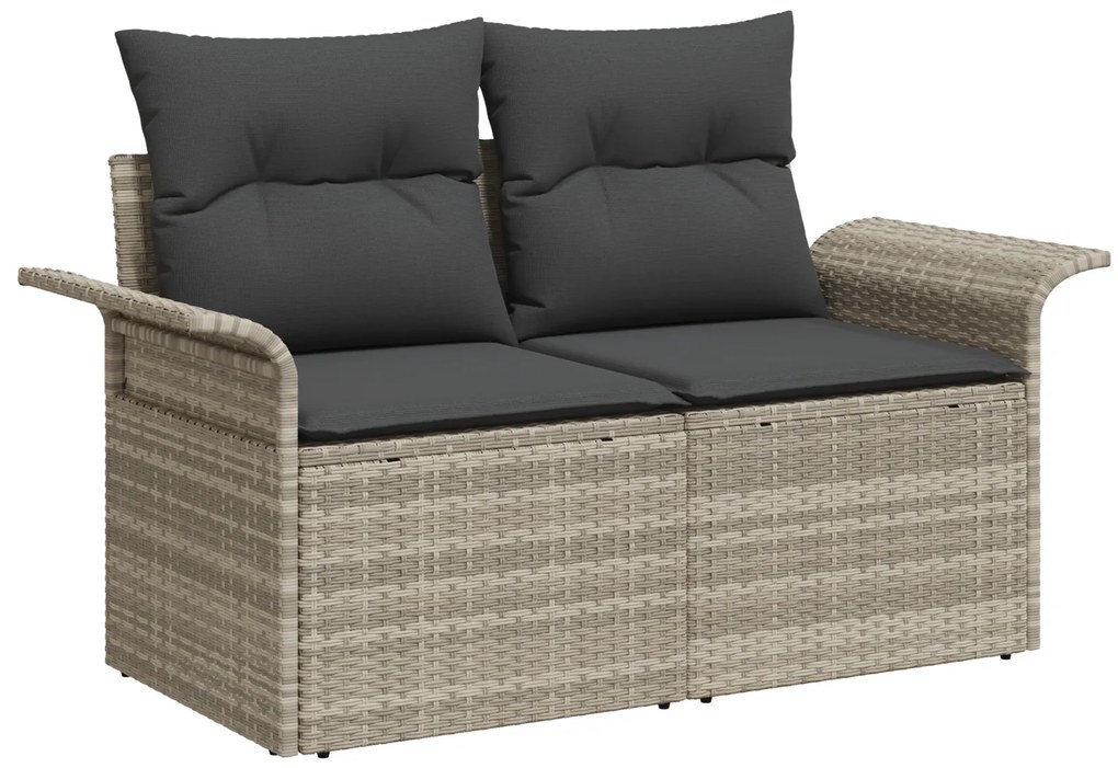 vidaXL Σετ Καναπέ Κήπου 9 τεμαχίων με Μαξιλάρια Poly Rattan Ανοιχτό Γκρι