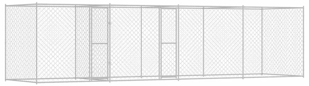 vidaXL Κλουβί σκύλου Ασημί 600 x 200 x 200 εκ. Επικαλυμμένος Χάλυβας