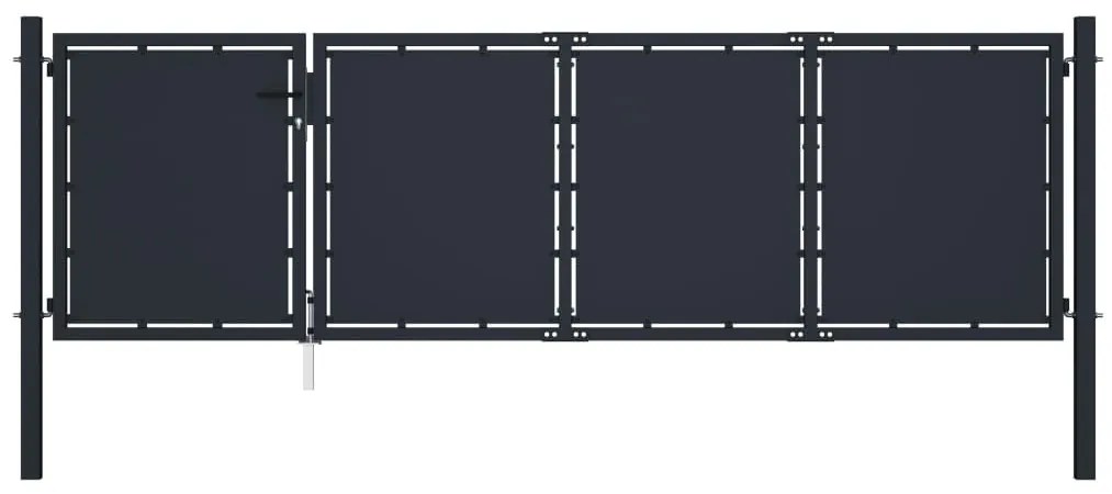vidaXL Πόρτα Κήπου Ανθρακί Ατσάλινη 350x75 εκ.