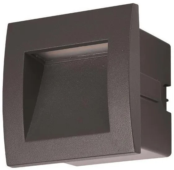Χωνευτό Φωτιστικό LED 3W IP54 3000K Τετράγωνο Αλουμίνιο-Γυαλί Eurolamp-145-52501-Ανθρακί 145-52501