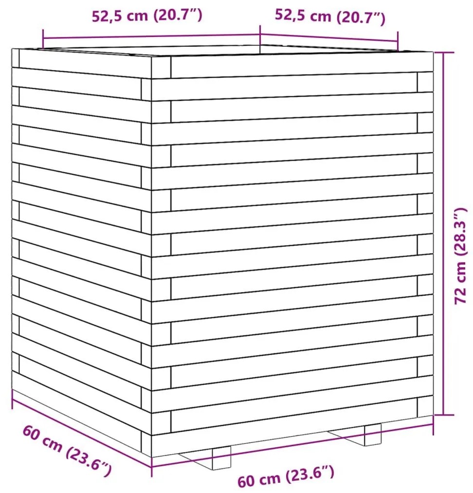 Ζαρντινιέρα Κήπου Λευκή 60x60x72 εκ. από Μασίφ Ξύλο Πεύκου - Λευκό
