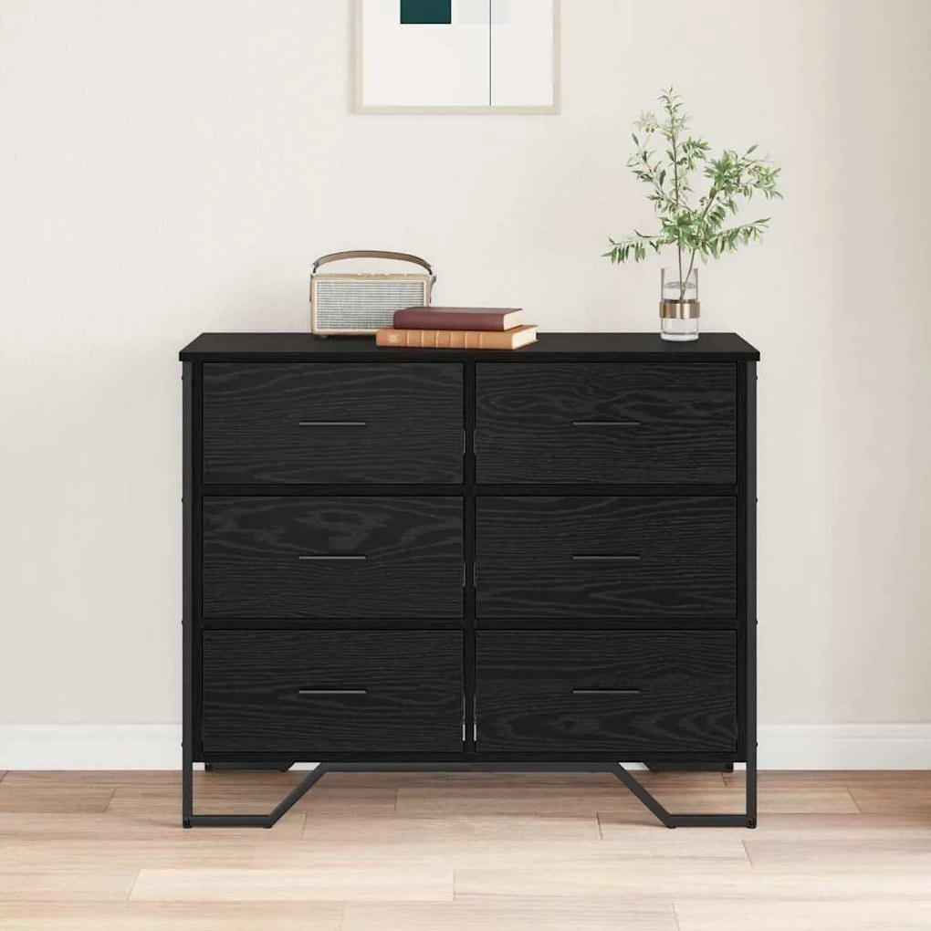 vidaXL Κουτί με συρτάρια με συρτάρι Μαύρη δρυς 91 x 35.5 x 74.5 εκ.