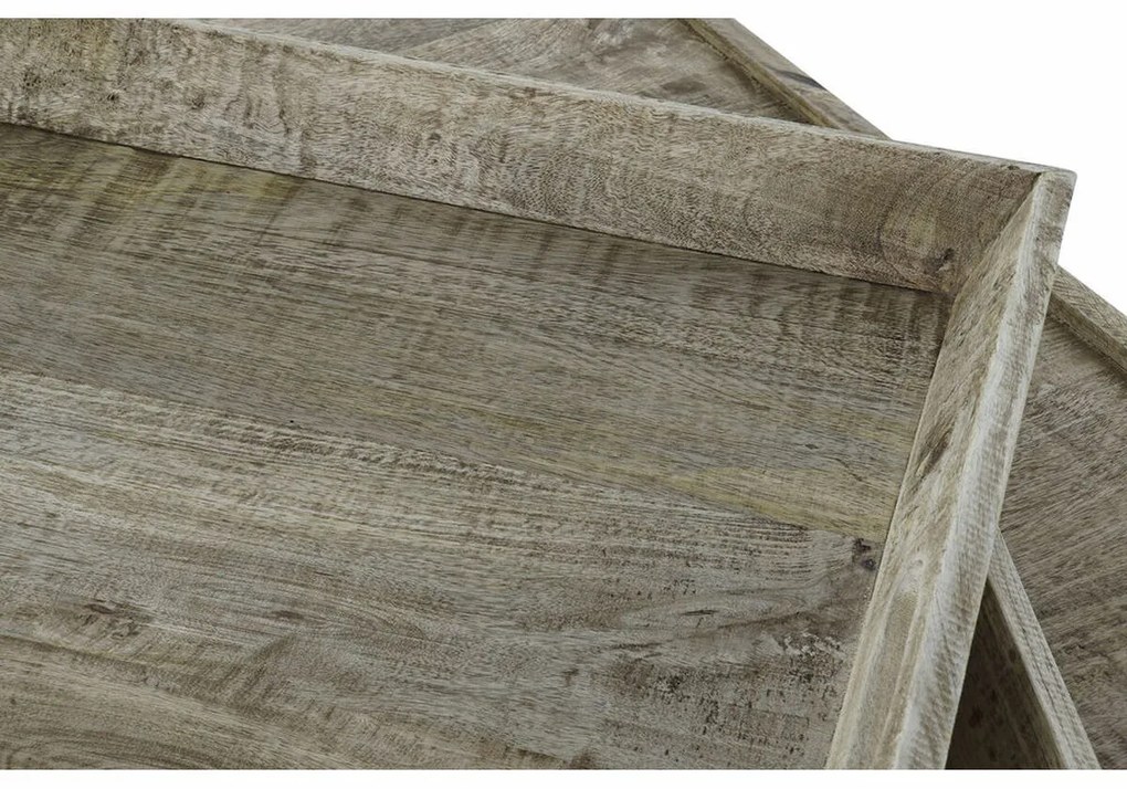 Τραπεζάκι Καφέ DKD Home Decor Μαύρο Φυσικό Ξύλο Μέταλλο 120 x 120 x 55 cm