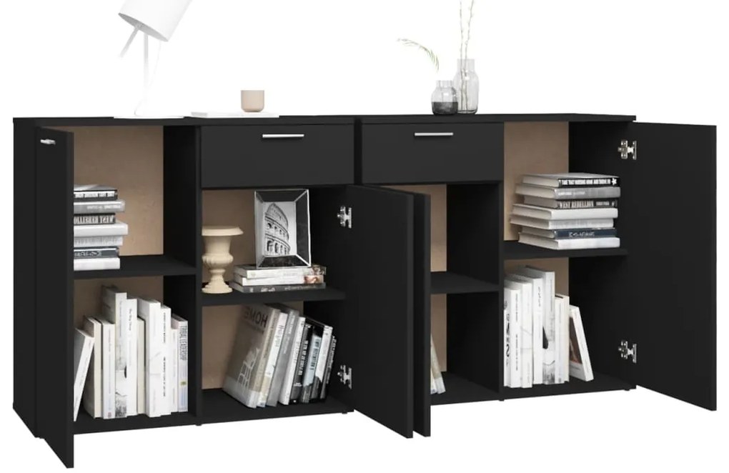 vidaXL Μπουφές Μαύρος 160 x 36 x 75 εκ. Επεξ. Ξύλο
