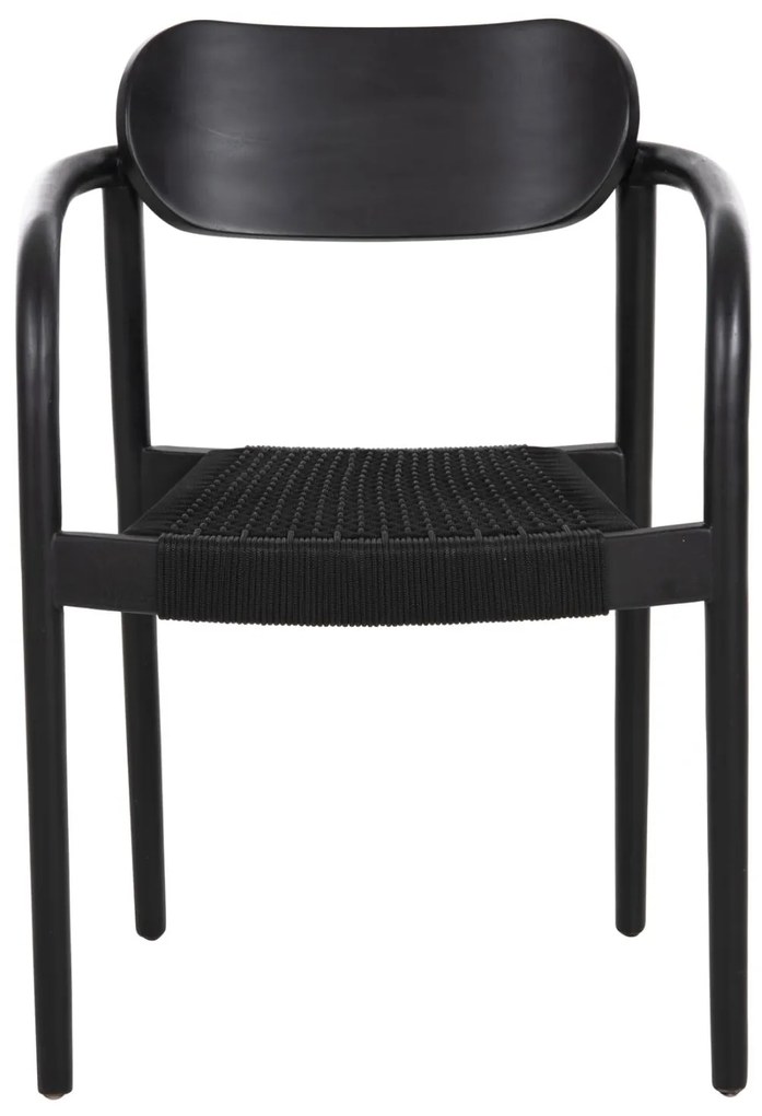 Πολυθρόνα OSLO Μαύρο Ξύλο Teak και Μαύρο Σχοινί 55x54x80Yεκ. 55x54x80 εκ.