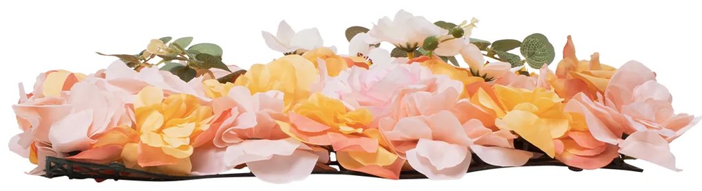 GloboStar® Artificial Garden ROSES STORY ORANGE 78333 Τεχνητό Διακοσμητικό Πάνελ Λουλουδιών - Κάθετος Κήπος σύνθεση Αμβροσία Μ60 x Π40 x Υ6cm