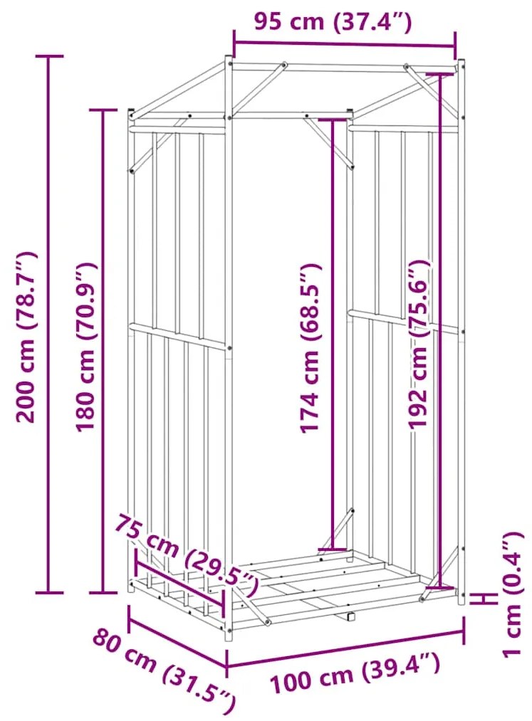 VIDAXL ΡΑΦΙ ΓΙΑ ΚΑΥΣΟΞΥΛΑ ΜΕ ΚΑΛΥΜΜΑ ΒΡΟΧΗΣ 100X80X200 ΕΚ. 4104950