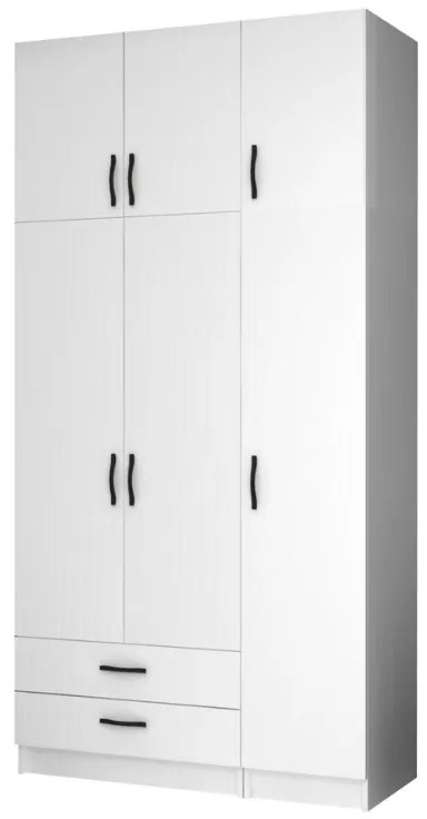 Ντουλάπα ρούχων Ricardo Megapap τρίφυλλη με πατάρι και συρτάρια χρώμα λευκό 120x51,8x240εκ.-GP100-0069,1