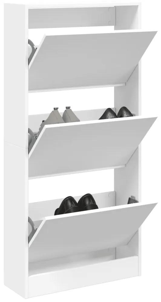 Παπουτσοθήκη Λευκή 60x21x125,5 εκ. από Επεξεργασμένο Ξύλο