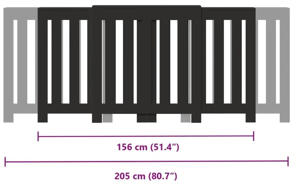 Κάλυμμα Καλοριφέρ Μαύρο 205x21,5x83,5εκ. από Επεξεργασμένο Ξύλο - Μαύρο