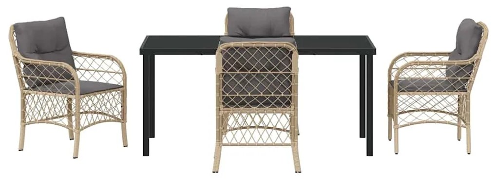 vidaXL Σέτ φαγητού για κήπο με μαξιλάρι 5 pcs Μπεζ συνθετικό ρατάν
