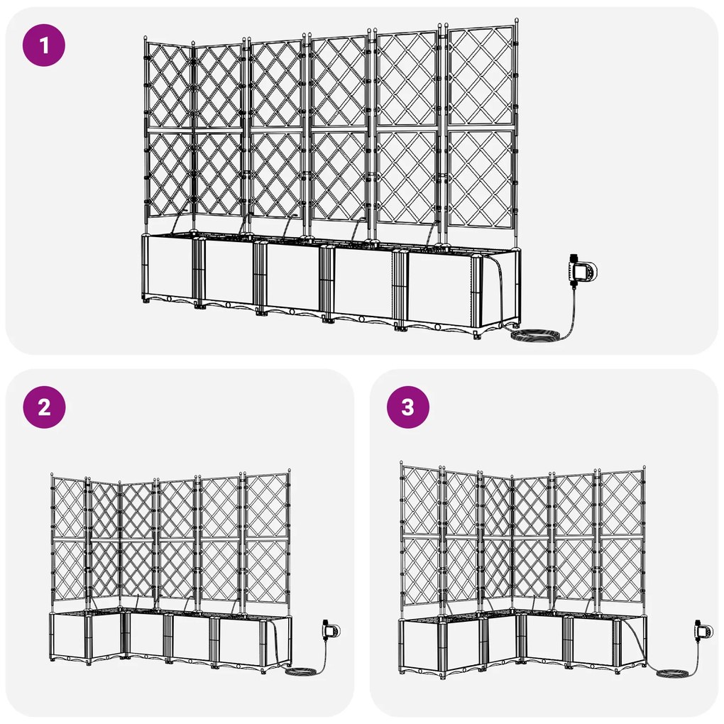 vidaXL Γλάστρες Κήπου 1 τεμ Καφασωτό Μαύρο 120 x 120 x 142 cm Πλαστικό