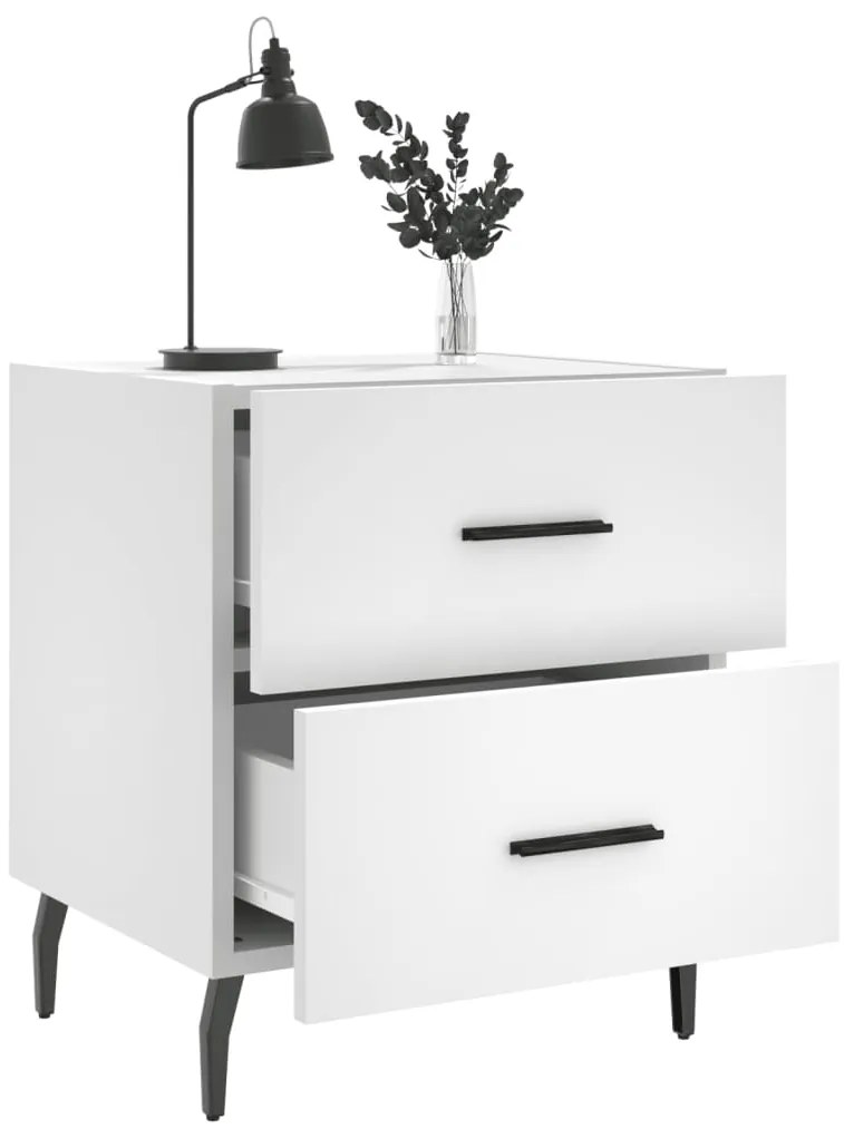 vidaXL Κομοδίνο Λευκό 40 x 35 x 47,5 εκ. από Επεξεργασμένο Ξύλο