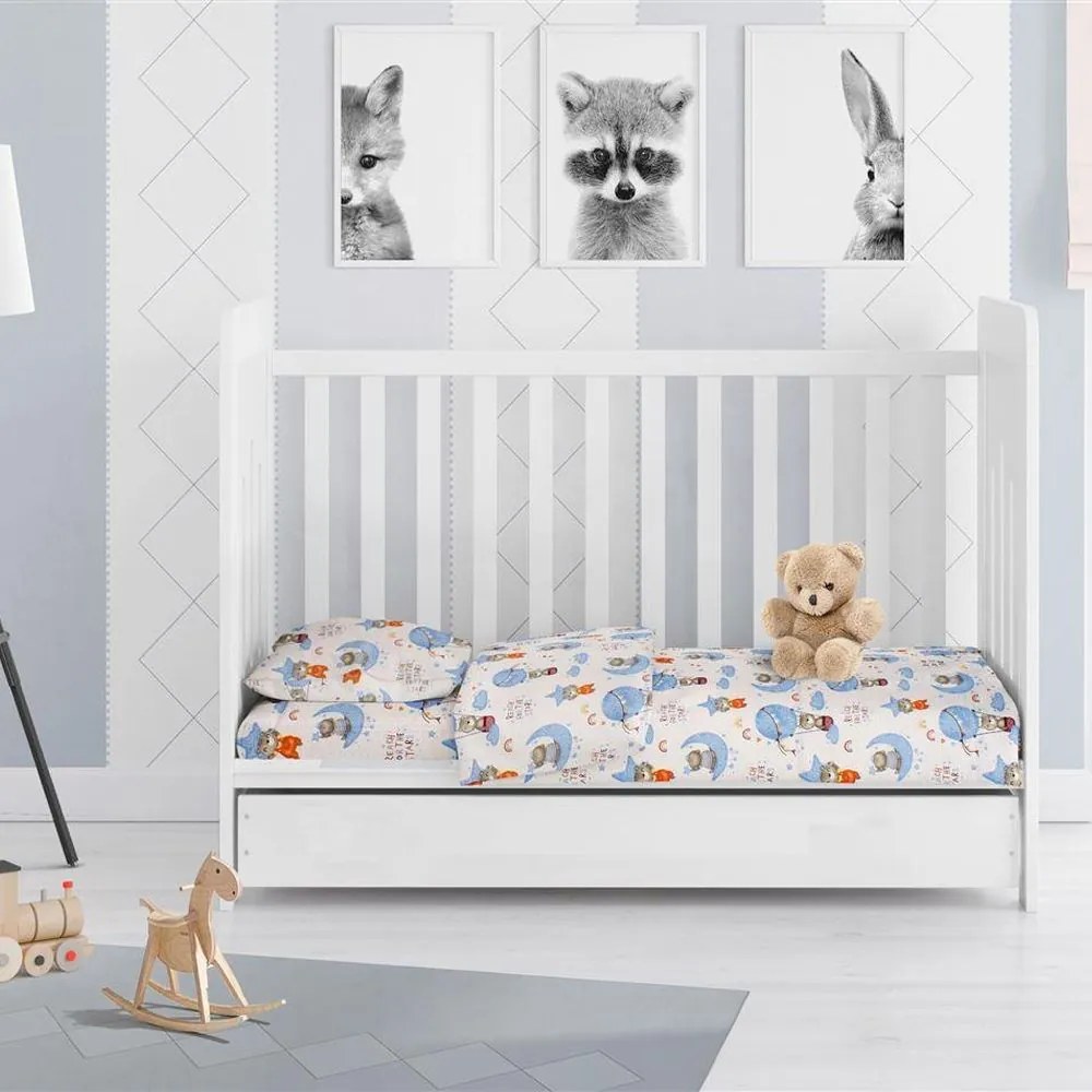 Σεντόνι Βρεφικό Reach The Stars Με Λάστιχο 191 Sky Blue DimCol Κούνιας 70x155cm 100% Cotton