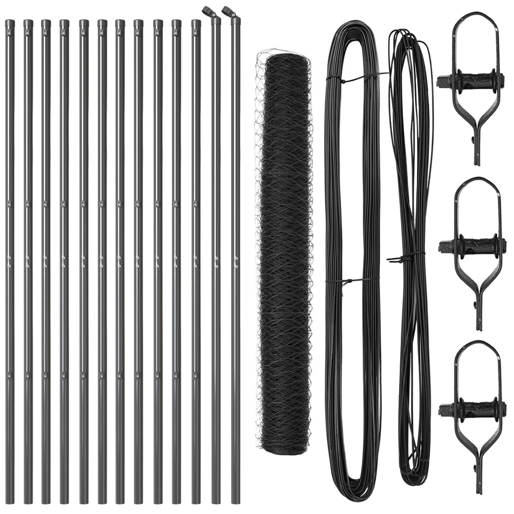 vidaXL Hexagon Fence Γκρι 1.4x25 μ. Χάλυβας