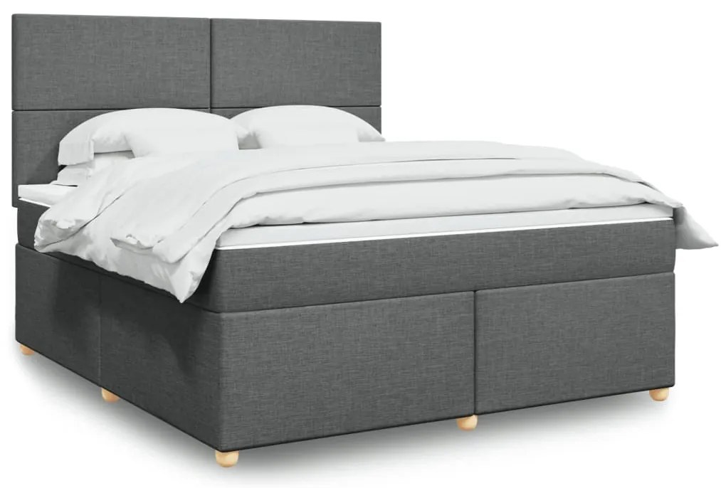 vidaXL Κρεβάτι Boxspring με Στρώμα Σκούρο Γκρι 180x200 εκ Υφασμάτιν