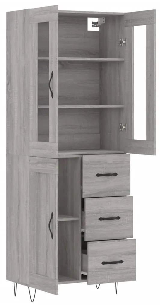 vidaXL Ντουλάπι Γκρι Sonoma 69,5 x 34 x 180 εκ. Επεξεργασμένο Ξύλο