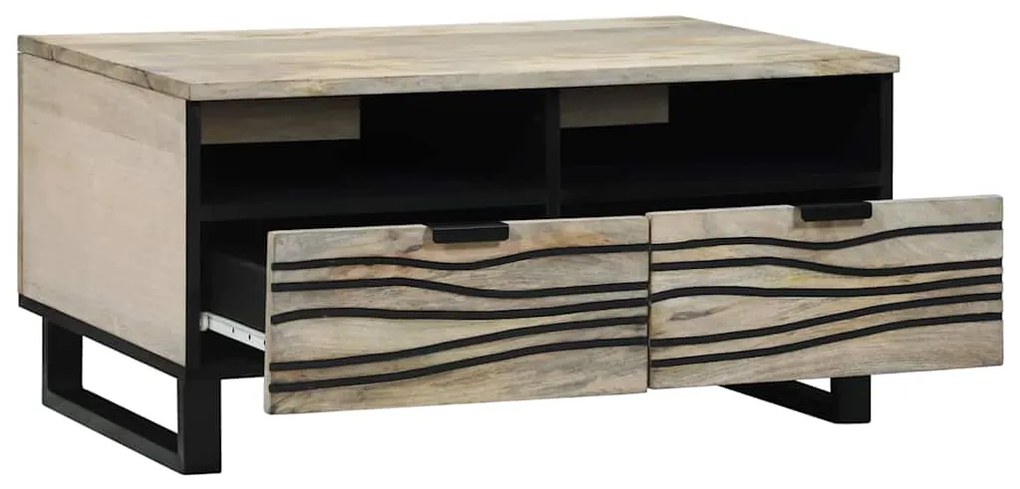 vidaXL Τραπεζάκι σαλονιού with Drawer Άσπρο, Μαύρο 80 x 54 x 40 εκ
