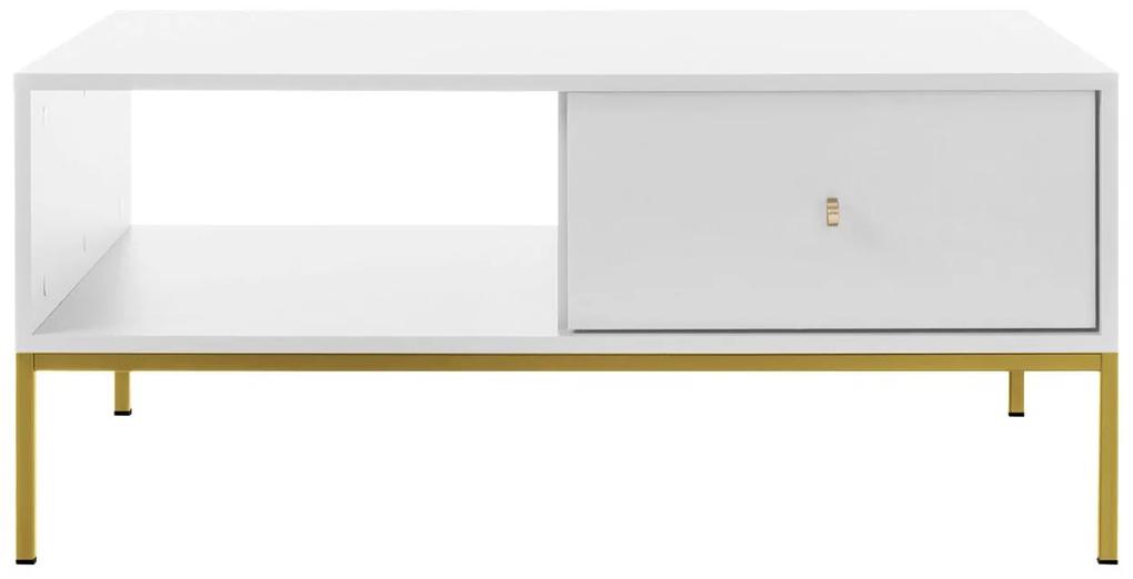 Τραπεζάκι σαλονιού Lima J105, Άσπρο, Χρυσό, 46x68x104cm, 30 kg, Πλαστικοποιημένη μοριοσανίδα, Γωνιακό | Epipla1.gr