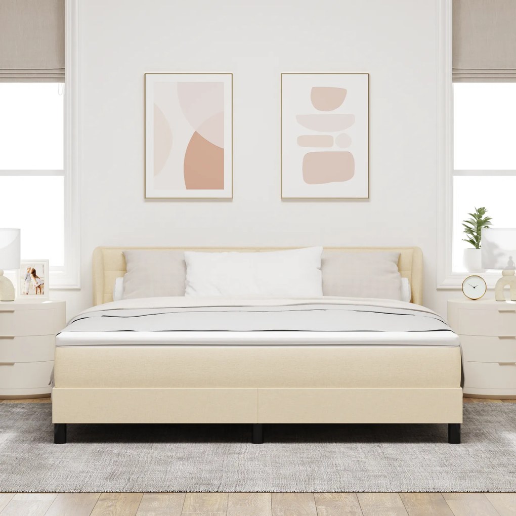 vidaXL κρεβάτι Box Spring με στρώμα  Κρεμ 180x200 εκ. Υφάσματος