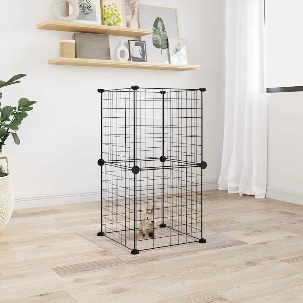 vidaXL Κλουβί για Κατοικίδια με 8 Πάνελ Μαύρο 35 x 35 εκ. Ατσάλινο