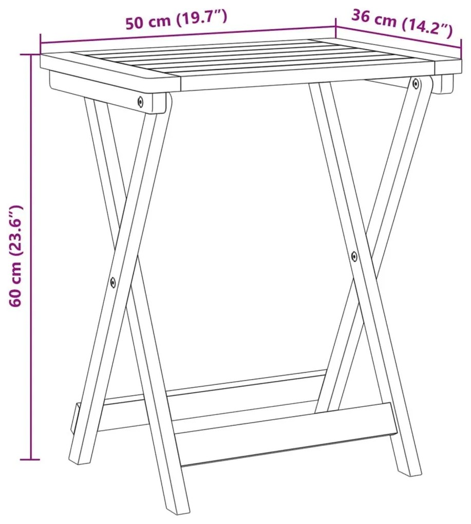 Τραπέζι Κήπου Πτυσσόμενο 50x36x60 εκ. Μασίφ Ξύλο Ακακίας - Καφέ