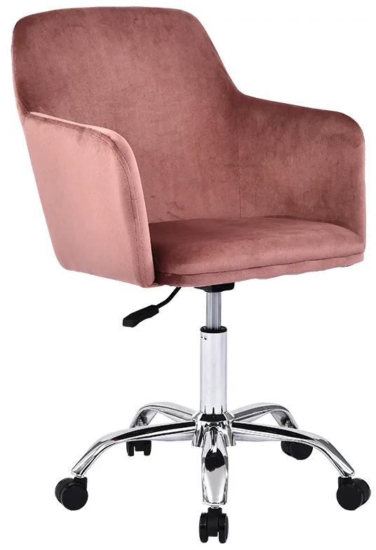 127-000034 Καρέκλα γραφείου εργασίας Xever pakoworld βελούδο ροζ 55,0x54,0x80,0εκ VELVET. METAL PINK, 1 Τεμάχιο