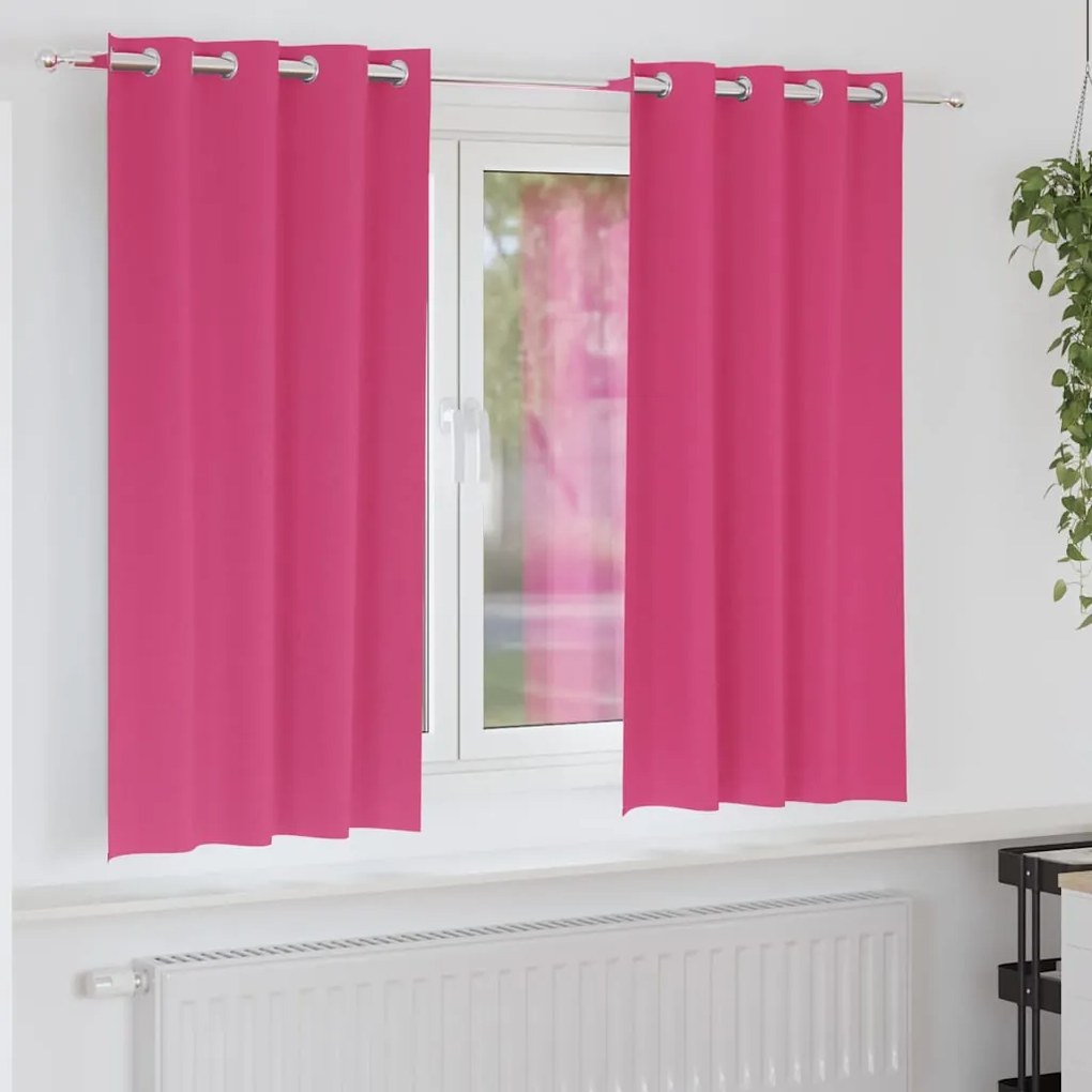 vidaXL Κουρτίνες με κουρτίνες 2 pcs Φωτεινό Ροζ 175x140εκ. Πολυεστέρας